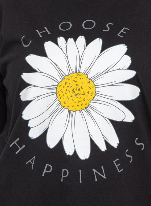 Black Printed Long - Sleeve Design 34 - Khotwh